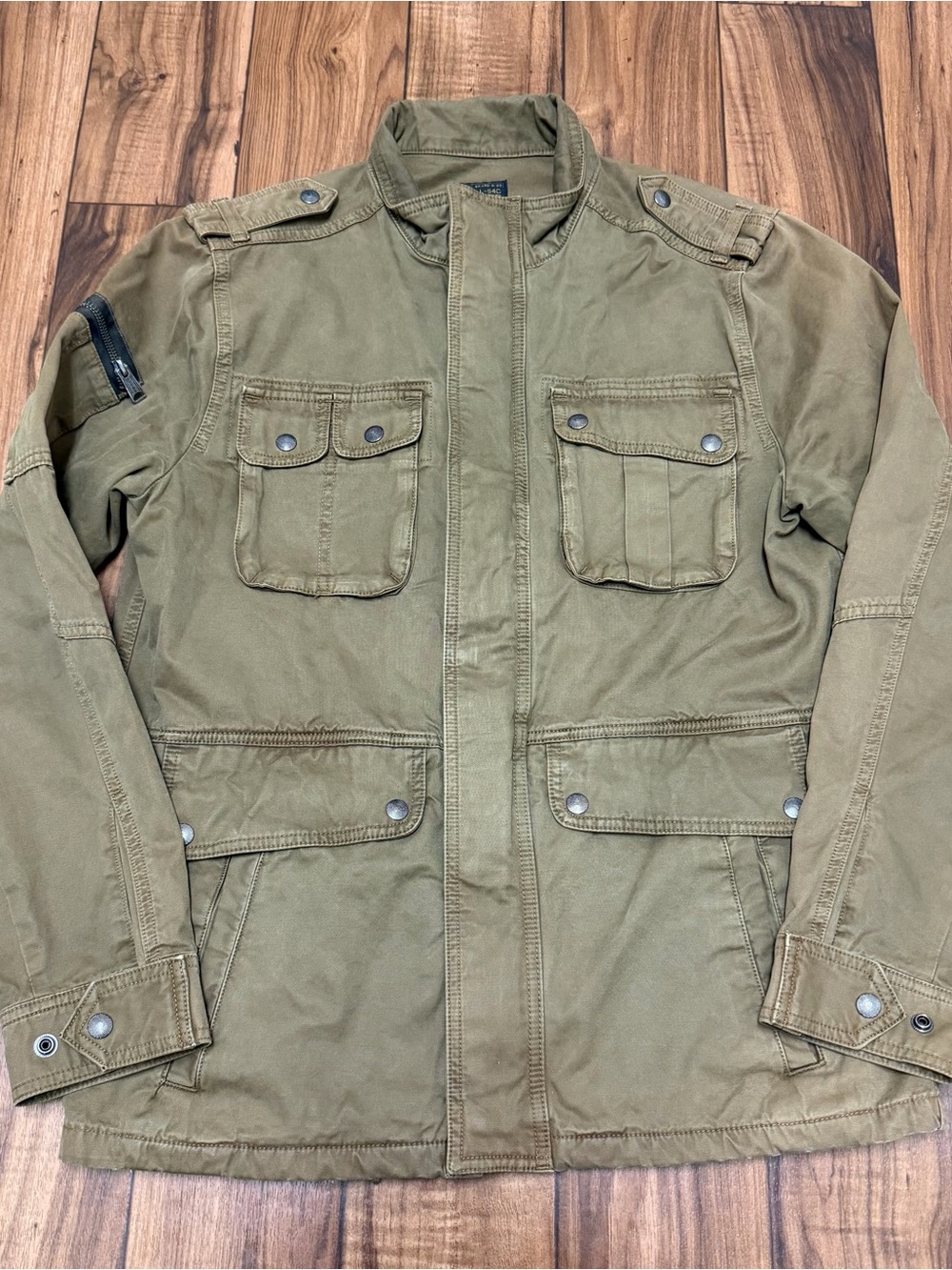 Lucky Brand Military Button Down Zip Jacket Heavy Shirt Type L-54C Mens Medium
